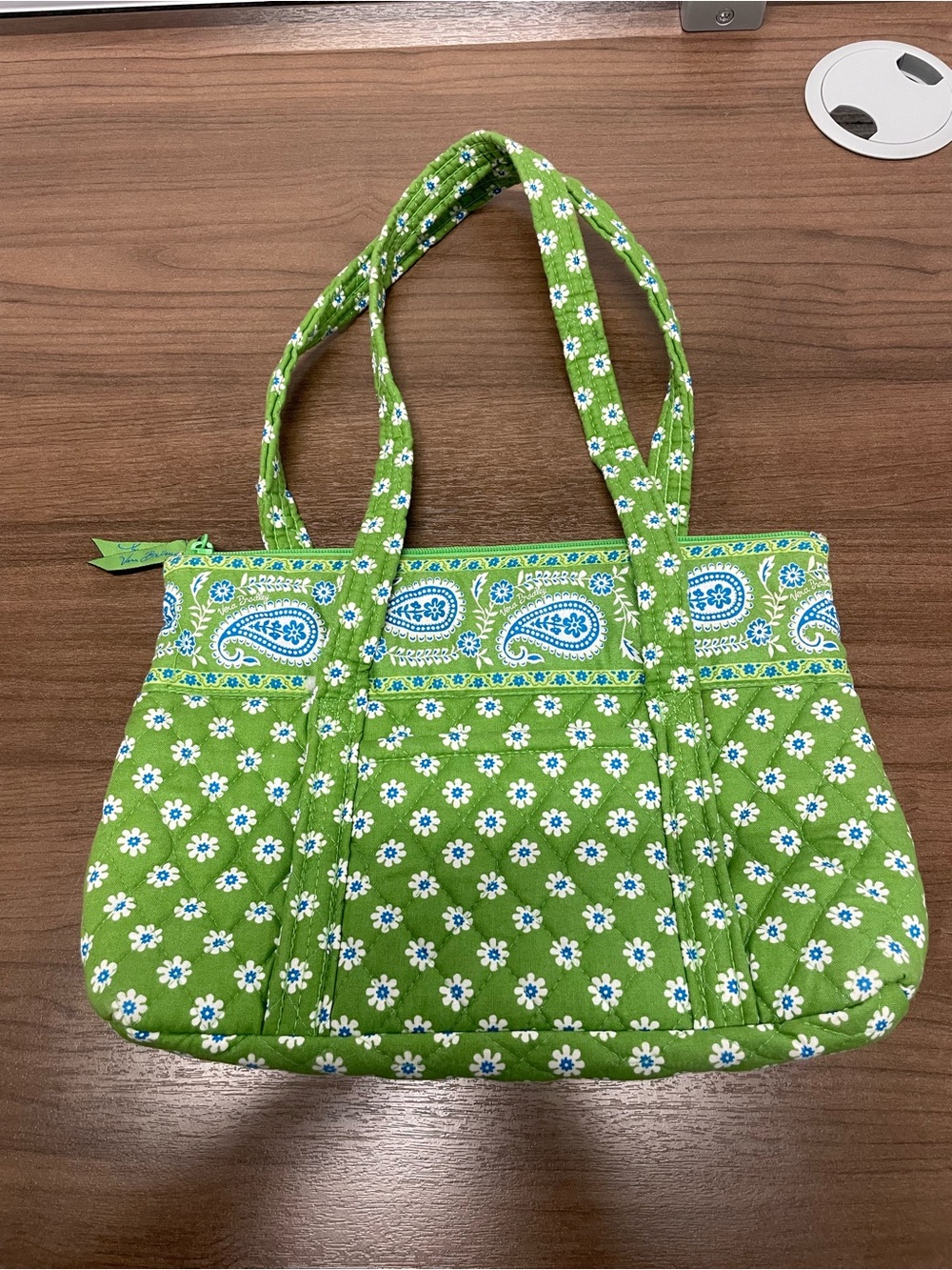 Vintage Y2K Vera Bradley Little Betsy Bag in Retired Apple Green Daisy Paisley